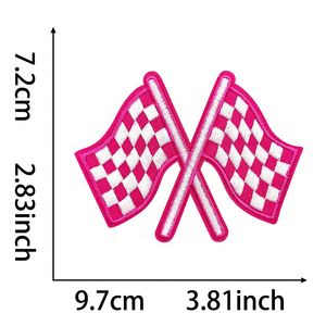 Parches Termoadhesivos con Diseño de Bandera de Carreras a Cuadros, Apliques Bordados para Ropa, Jeans, Chaquetas, Sombreros, Bolsos, Decoración DIY - Product Image 3