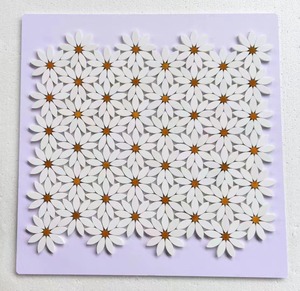 Bunga aster kelopak batu dinding dekoratif mosaik lantai kamar mandi bunga Waterjet marmer mosaik untuk ubin Backsplash dapur - Product Image 2