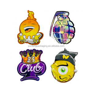 Embalaje de plástico con logotipo personalizado, bolsa única con forma especial, 3,5g, 14g, 28G, 1lb, bolsas de mylar planas de tacto suave troqueladas con cierre de cremallera - Product Image 2