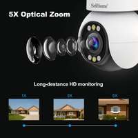 Caméra de sécurité extérieure Srihome 4MP WIFI PTZ, vision nocturne couleur, zoom optique 5x, audio bidirectionnel, sécurité domestique, humanoïde