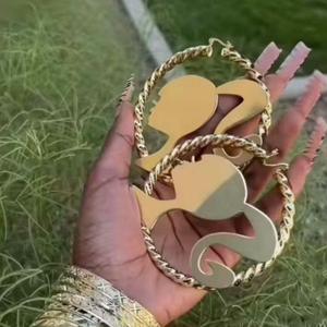 Women's Personalized Custom Cartoon Character Bamboo Hoop Hello Kitty Stainless Steel Earrings Fade-Resistant Waterproof - Product Image 4