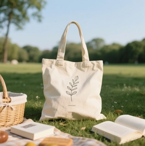 กระเป๋าผ้าใบทำจากผ้าฝ้ายออกแบบได้ตามต้องการถุงผ้าแคนวาสปิคนิคพิมพ์โลโก้ได้ตามต้องการ - Product Image 2