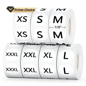 3500 PCS Clothing Size Stickers Round Self Adhesive Size Stickers Labels White Stickers With Black Text7 Sizes Cloth Label