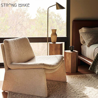 Nordic Comfy Lounge Salon Chaises d'Appoint Modernes Meubles Rembourrés Boucle Tissu Salon Chaise Avec Pouf