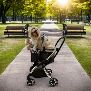 Çin'den toptan 268 havacılık alüminyum evcil hayvan arabası kediler köpekler için şok emilimi ile lüks katlanır Oxford bez sepet - Product Image 4