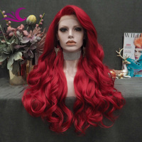 Perruques Cosplay de couleur rouge feu de célébrité perruque pré-plumée perruque avant en dentelle synthétique en fibre résistante à la chaleur pour Halloween