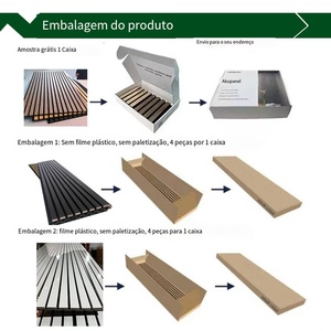 Panneau acoustique décoratif d'intérieur avec lattes en bois, en polyester imperméable et résistant à l'humidité - Product Image 3