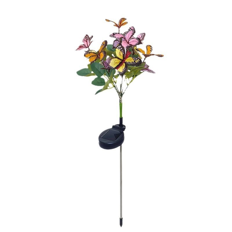 LED Solar Energy Small Seven Butterfly Tree Outdoor Courtyard Garden Pastoral Decorative Landscape Light Arrangement Waterproof