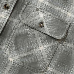 OEM Chemise à carreaux en flanelle épaisse à manches longues pour hommes Chemise boutonnée Automne Hiver Chemises en flanelle gris clair et crème de grande taille - Product Image 4