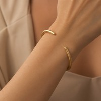 Bracelets Joncs Creux en Acier Inoxydable Plaqué Or 18K PVD pour Femme, Étanche et Inaltérable