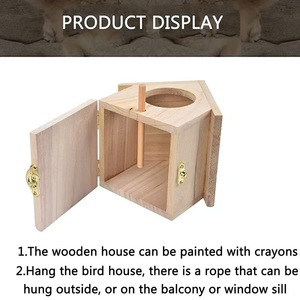 Wooden <b>Bird</b> Feeder Rectangle 15x11.5x14.4cm Durable Hanging Nest For Parrots DIY - Product Image 3