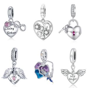 Trang Sức Thiết Kế Cá Tính 925 Bạc Sterling Hình Trái Tim Động Vật Bướm Thiên Thần Cá Voi Đuôi Quyến Rũ Để Làm Trang Sức - Product Image 1