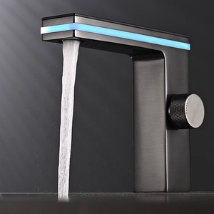 Tự động hiển thị kỹ thuật số Brass Basin Vòi cổ điển boong gắn thiết kế nóng lạnh nước đồng chậu vòi gốm chải - Product Image 4