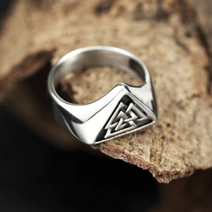 Men's Nordic Viking Triangle <b>Ring</b> Stainless Steel Geometric Design Fashion Jewelry Gift - Product Image 2
