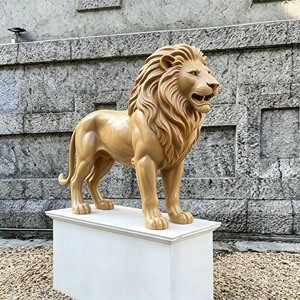 Sculpture de lion réaliste et détaillée en fibre de verre et résine pour parc d'attractions, zone à thème zoologique et musée d'histoire naturelle - Product Image 3