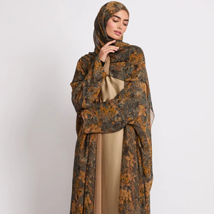 Nueva Abaya Moderna 2026 con Estampado Floral Vintage, Abaya Abierta con Hiyab, Ropa Diaria para Mujer, Estilo Dubái - Product Image 1