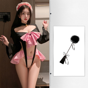 可愛いメイドボディスーツ制服セットエロチックセクシーオープンクロッチランジェリー簡単きれいなハイエンド大人の大人のおもちゃは必要ありません純粋な欲望を取る - Product Image 3
