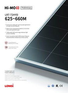 Panel Solar Bifacial Longi de 660W LR7-72HYD 625W 630W 640W 650W 660W, Paneles Solares Totalmente Negros, Precio de Fábrica, Stock en Almacén de la UE, Módulos Fotovoltaicos - Product Image 5