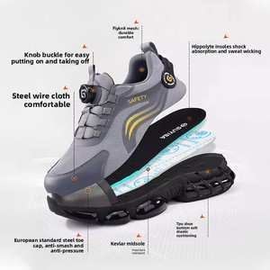 Chaussures <span class=keywords><strong>de</strong></span> sécurité GUYISA pour hommes, <span class=keywords><strong>ultra</strong></span> légères, semelle souple, embout en acier anti-écrasement, anti-perforation, respirantes, avec boucle intelligente - Product Image 3