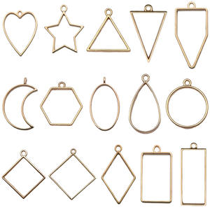 DIY Schmuckzubehör Rahmen-Anhänger Geometrisch Liebe Rund Fünfzackiger Stern Hohlbodenhalterung AB-Kleber Kreuz-B - Product Image 5