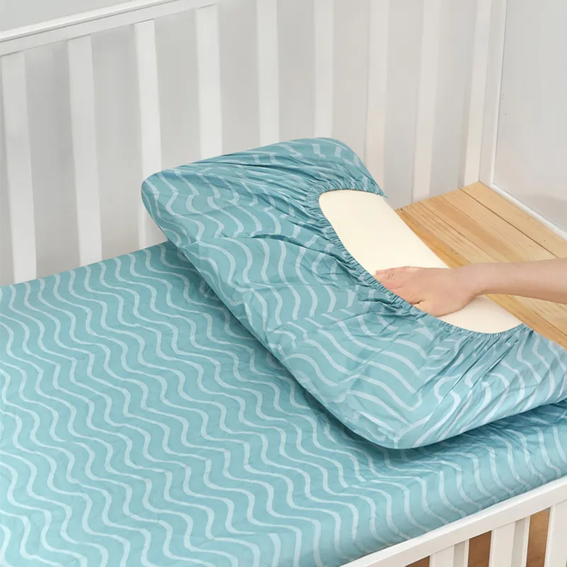 Printing Organic Bamboo Cotton Baby Bedsheets Infant Bassinet Cradle Bedding Baby Fitted Crib Sheet Sets