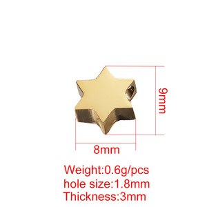 Cuentas de Acero Inoxidable <span class=keywords><strong>Dina</strong></span>, Pulidas a Doble Cara, 9*8mm, Estrella de David, Cuentas con Orificio Pequeño, Accesorios para Joyería DIY - Product Image 6