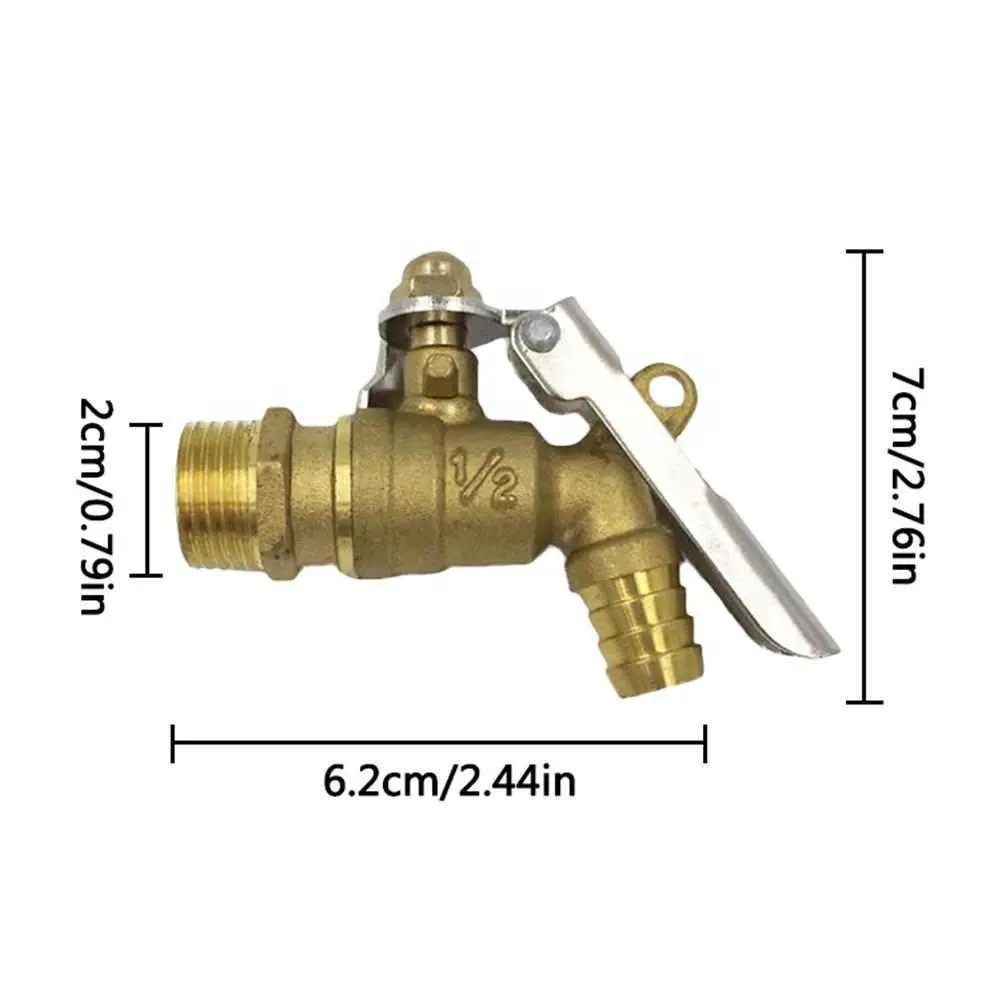 Torneira de latão para área externa, torneira de 1/2 "de fio de latão dn15 antirroubo bloqueável para jardim com único furo, ferramenta de irrigação de jardim em casa