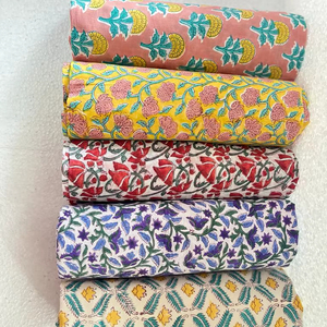 Hand Block Printed Cotton Fabric Featuring Traditional Indian Motifs for Apparel, Home Furnishing & Craft Applications - Product Image 1