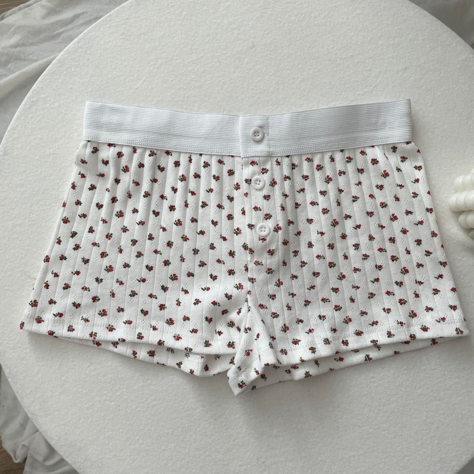 White bottom with Big safflower--shorts