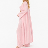 Ensemble de pyjama trois pièces en soie de lait pour femme : nuisette, robe longue et lingerie à fines bretelles – Tenue décontractée et confortable