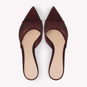 Mules à talons aiguilles en maille pour femmes, bout pointu, à enfiler, en daim transparent, chic, à bout ouvert, vente en gros, personnalisables OEM - Product Image 3