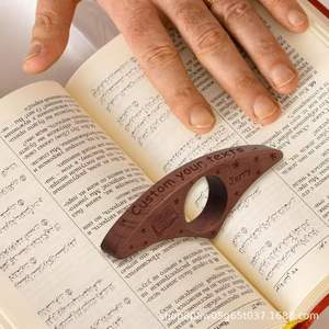 Wooden Thumb <b>Book</b> Presser Circular Engraved Page Holder Reusable Reading Aid Classic Style <b>Tree</b> Material - Product Image 2