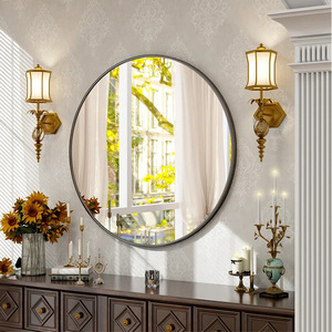 Petit miroir mural rond à LED avec cadre en métal, miroir argenté sans cuivre fait à la main, design moderne pour la décoration du salon et <span class=keywords><strong>de</strong></span> la <span class=keywords><strong>salle</strong></span> <span class=keywords><strong>de</strong></span> <span class=keywords><strong>bain</strong></span> - Product Image 1