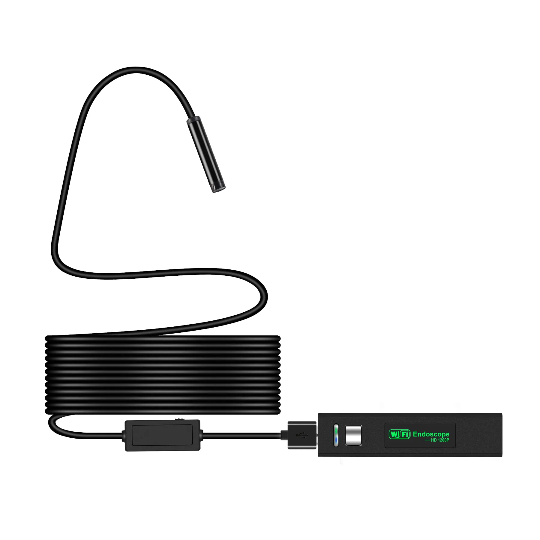 Waterproof HD 1200P WiFi Endoscope Mini Wireless Borescope Inspection Snake Camera with 8 LED Lights