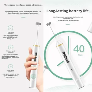 Yumurta Çırpıcı Süt Köpürtücü 2'si 1 Arada 3 Hızlı Ayarlanabilir El Mikseri Evde Kullanım Şarj Edilebilir Pil Çırpıcı Klasik Tasarım - Product Image 5