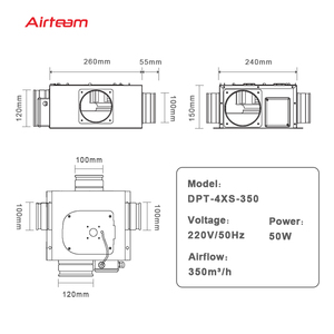 พัดลมเพดานหลายพอร์ต, พัดลมท่อแบบกลับด้านได้ขนาด125มม. และ100มม. - Product Image 6