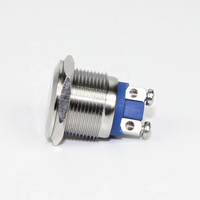 Interrupteur à bouton-poussoir arqué 16 mm 1NO 250V étanche momentané avec bornes IP65 pour appareils électroménagers en plastique 3A