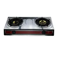 Stainless Steel Table Top Cast Iron 2 Burner Gas Stove