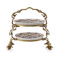 Plateau à fruits en cuivre de style classique avec décoration en porcelaine, écologique, pour salon, bol à bonbons en céramique, accessoires en laiton