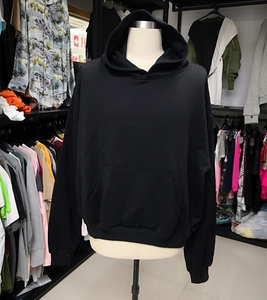 Sweat à capuche homme personnalisé avec logo, streetwear, épais, vierge, vente en gros, coupe oversize, 100% coton, noir, sans cordon - Product Image 6