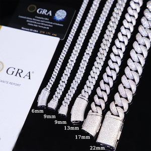 Collar/Pulsera Unisex de Moda con Cadena de Plata 925 Chapada en Oro de 18K y Moissanita VVS con Certificado GRA, Estilo Hiphop Rapper - Product Image 5