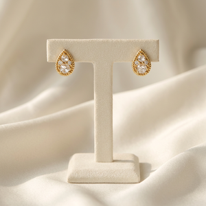 Nuevos pendientes de oro macizo de 18 quilates con diamantes naturales de talla rosa en forma de gota, estilo vintage con milgrain, para uso diario. - Product Image 4
