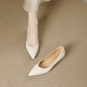 Elegantes Zapatos Planos de Mujer con Punta en Pico, de Cuero Genuino, Cómodos y Fáciles de Poner, Color Marrón, para Todas las Temporadas, Zapatos de Tacón Alto - Product Image 2