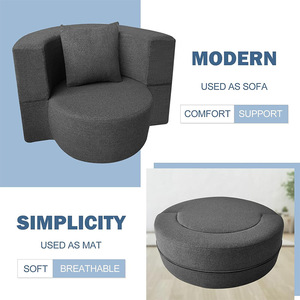 <b>Convertible</b> <b>Sofa</b> <b>Bed</b> Round Shape Foam Filling Multifunctional For Small Apartments Minimalist Design - Product Image 4