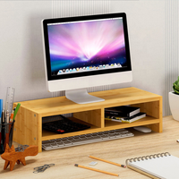 Support en bois pour écran d'ordinateur, organisateur de bureau, avec rangement pour clavier et tablette IPad, pour téléphone portable