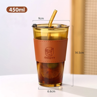 Gobelet en verre personnalisé avec logo, pour thé, jus, café, avec couvercle et paille, usage quotidien, verre de haute qualité