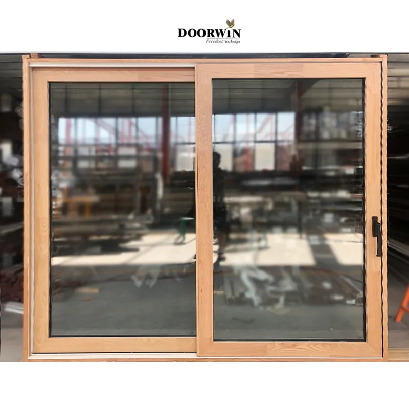 Doorwin Wholesale American Standard Glass Patio Doors Oak木製ヘビーデューティー商用ウッドリフト & スライドドア