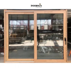 Doorwin الجملة القياسية الأمريكية الزجاج الباحة الأبواب البلوط خشبية الثقيلة خشب تجاري رفع و باب منزلق