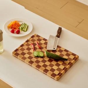 Tagliere in Legno di Gomma e Noce Nero con Scanalatura per il Succo e Motivo a Scacchi per Uso Domestico Vendita all'Ingrosso - Product Image 3