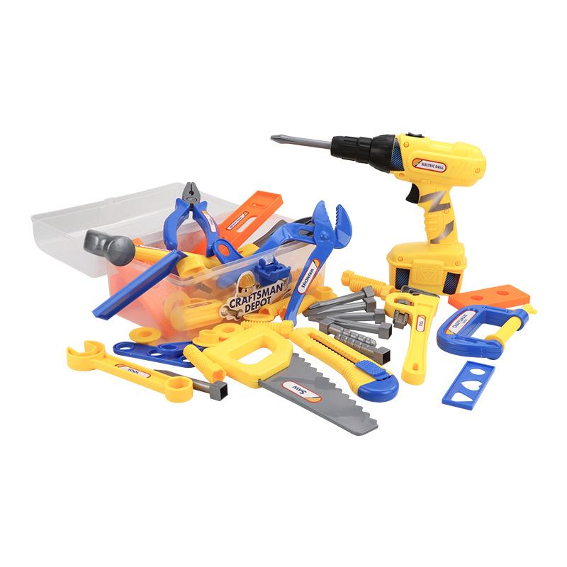 Детский игровой домик, игрушечный набор, отвертка, гаечный ключ, плоскогубцы, электрическая дрель, детские пластиковые игрушки